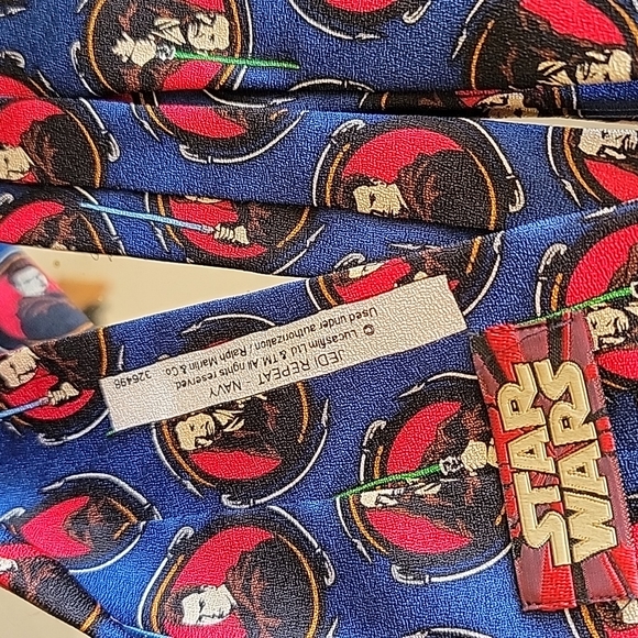 VINTAGE Star Wars  Obi Wan Kanobi Neck Tie Star Wars Bundle Jedi Repeat  Navy - Picture 9 of 15